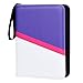 Zettokete 4 Pocket Trading Card Binder Compatible with PTCG MTG Yugioh,Baseball Card Album Holds 400 Cards with 50 Removable Sleeves,3-Ring Toploader Binder Collector(Purple & White)