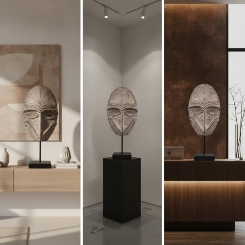 Máscara tribal conceptual con relieve de rostro humano y adorno de ojos grandes 7