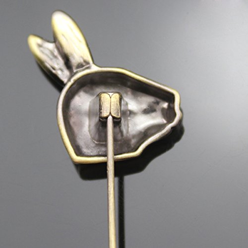 Vintage Gold Q&Q Fashion Vintage Alice in Wonderland Rabbit Head Hare Lapel Stick Pin Tie Hat Brooch TEA PARTY,3.5"3