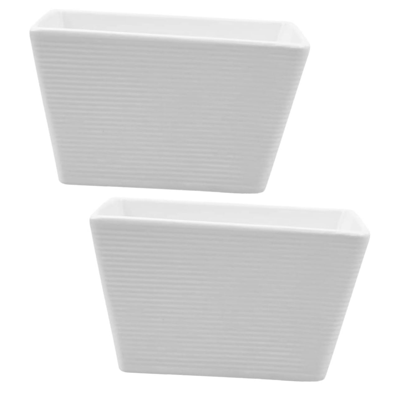PRETYZOOM Ceramic Sugar Packet Holder Tea Bag Organizer Set of 2 White Striped Sturdy Design Space-saving for Kitchen Counter