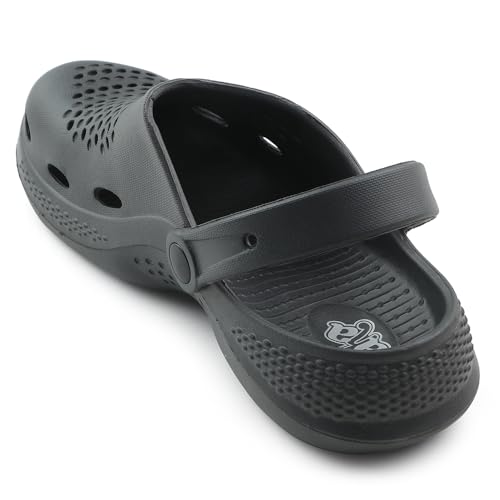 Image of Liberty A-HA GMF-02E Clogs for Men, Black & Grey | Casual Slip-On Slingback Clog for Walking & Outdoor Use | Solid Pattern, Trendy Stylish Fashionable Sandals with Lightweight