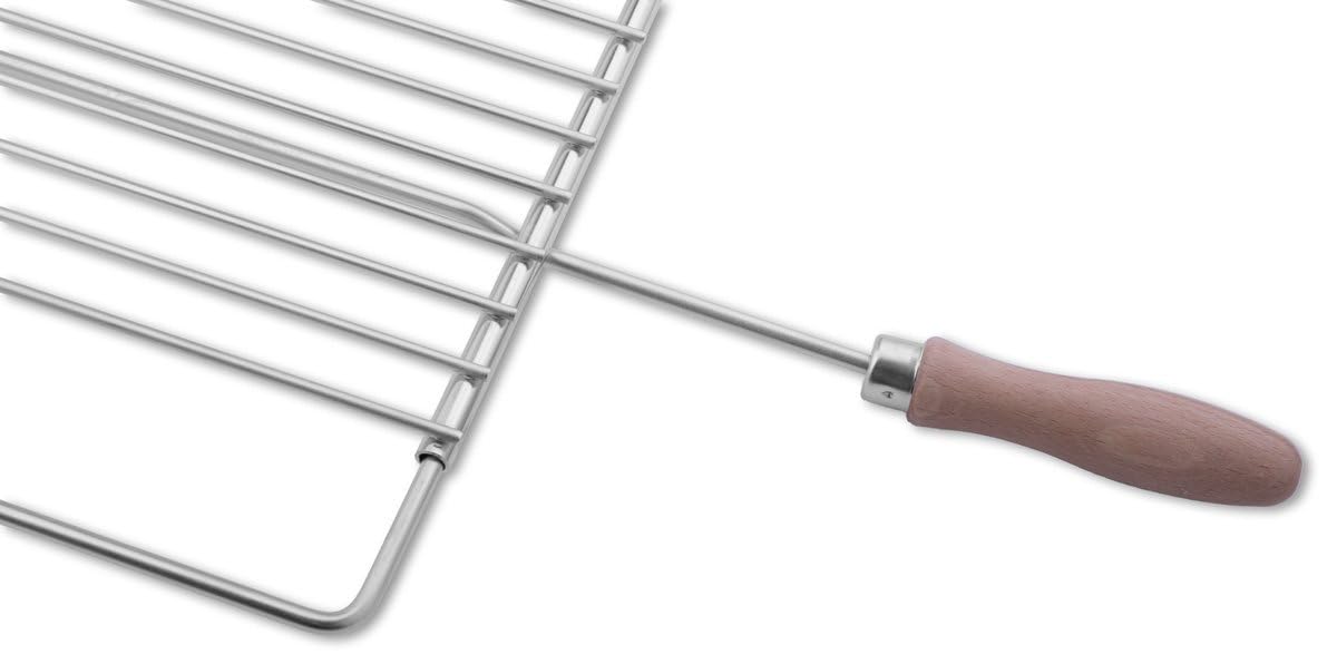 Rejilla barbacoa inox ajustable 60–70 × 37 cm con asas