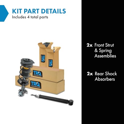Image of TRQ Front and Rear Complete Strut Assembly & Shock Absorber Kit Complete Strut & Coil Spring Assembly Compatible with 2007-2012 Nissan Versa