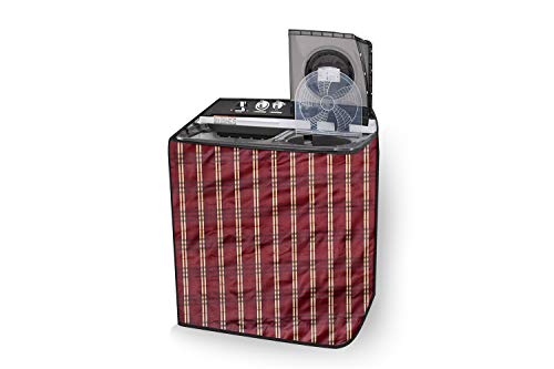Image of Stylista Washing Machine Cover Compatible for Whirlpool 10.5 kg semi Automatic ACE 10.5 XL Plaid Red