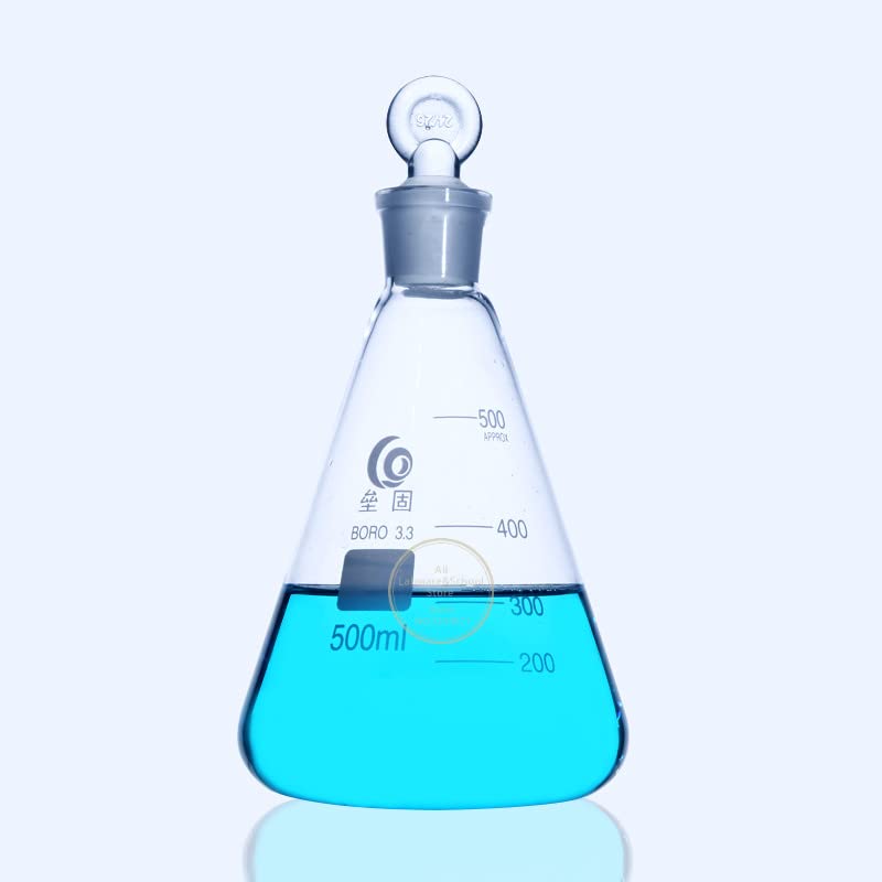Frasco de vidrio para laboratorio, Matraz cónico de vidrio de silicato de 50 ml a 1000 ml con tapón de anillo esmerilado n.° 24 y n.° 29 (1 unidad/lote)(1000ml N0.29)
