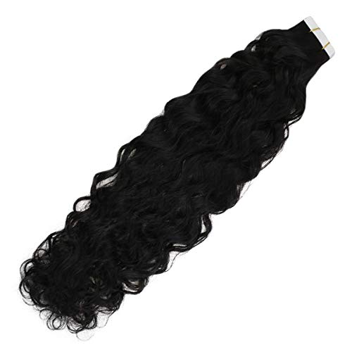 18inch Natural Wavy Tape in Hair Extensions Natural Black 20pcs 50g Skin Weft