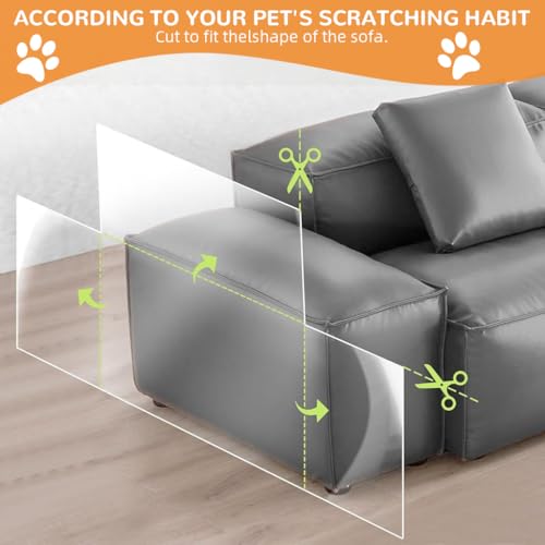 Image of Qpets Clear Cat Scratch Protector Self-Adhesive PVC Furniture Guard Transparent Anti-Scratch Film Shield for Couches Chairs & Upholstery Protection Compatible with ClearGuard (45x300cm)