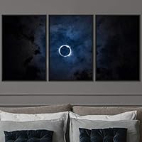 3 Piece Framed Canvas Wall Art Solar Eclipse Canvas Prints Home Artwork Decoration for Living Room,Bedroom - 16
