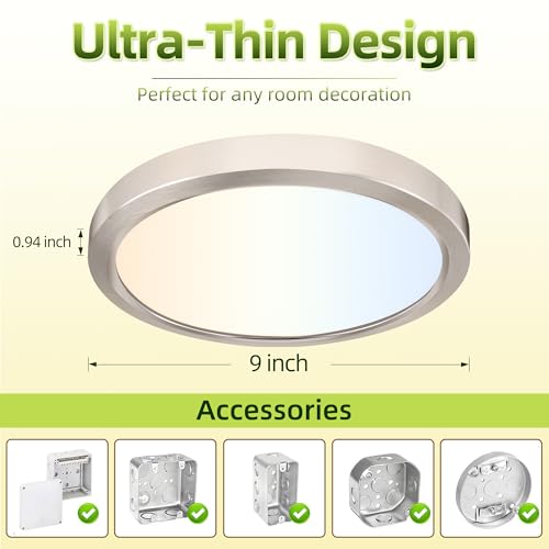 Image of hykolity 9 Inch Selectable CCT LED Round Flat Panel Light,18W,1800LM,3CCT