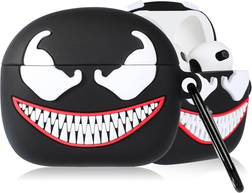 Image of Silicone Case Compatible for Apple Airpods 4 (2024) Cute Design for AirPods 4 with Active Noise Cancellation (ANC) with Keychain Hook Shockproof Protective Case (Venom)