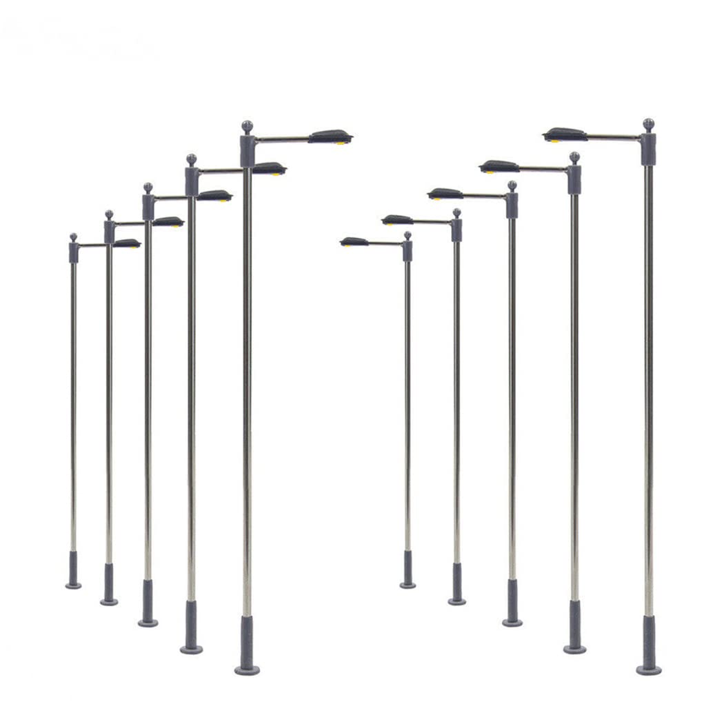 SPORTARC 10Pcs Model Railway Train Lamp Post, 104mm Model Street Lights HO OO Scale LEDs Gauge Model Outdoor Lamp Landscape Layout Scenery Decoration