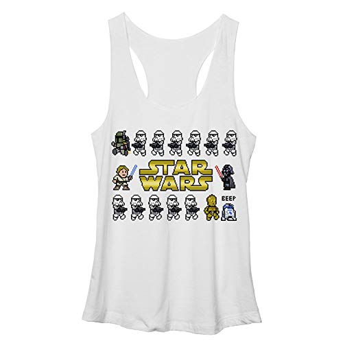 Camisa Star Wars Línea Pixel con Estampado Retro en Algodón Blanco XXL Mujer