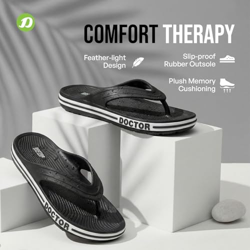 Image of DOCTOR EXTRA SOFT Men's Classic & Premium Casual Flip Flops with Soft Acupressure for Adult | Comfortable & LightWeight| Stylish & Anti-Skid |Waterproof Everyday Cushion Slippers for Gents /Boys D-553