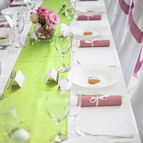 10 Pc 12 X 108 Inch Long Charmeuse Satin Table Runners Bright Shiny Satin Silk And Smooth Fabric Runners For Table Decorations Great For Birthday Parties,Baby Shower Banquet Wedding - Apple Green #TOP2