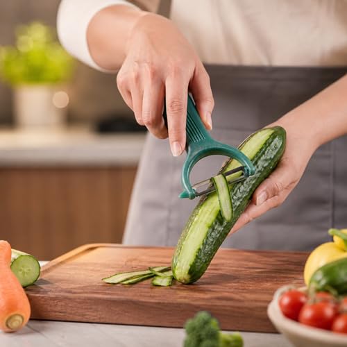 Image of Heff Peeler for Vegetables and Fruits with Potato Eye Remover, Teal