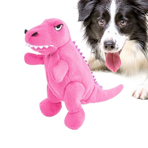 Plush Dinosaur Dog Toy, interaktives Hunde-Kauspielzeug, Squeaky-Puppe, Teeth Cleaning & Bite Resistant, ideal für kleine & mittlere Brötchen für Hunde & Katzen, Größe 8,66 x 6,3 Zoll