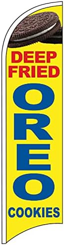 Deep FRIED OREO COOKIES - Bandera de Swooper sin viento, letrero de pluma (solo bandera) yb 2.5x11.5 pies