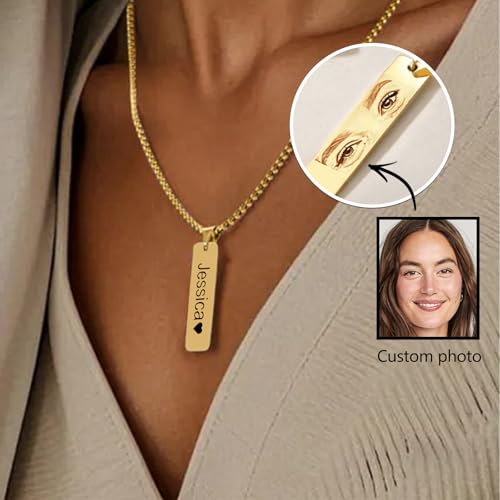 Custom Eye Necklace, Personalized Picture Necklace for Men & Women, Memorial, Eye, or Text Pendant in Silver, Gold, or Black - Unique Gift for Loved Ones4