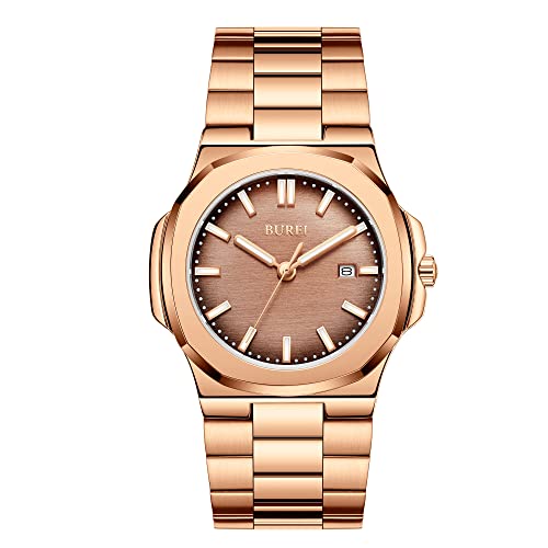 BUREI Fashion Quarzuhr fur Manner Uhr Analog Datum Uhr Mit Edelstahlband Wasserdicht Klassische Uhren fur Manner, �s���N, ���_��