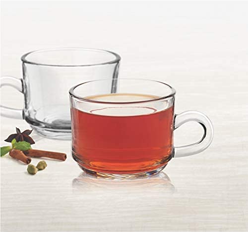 Image of Premium Glass Tea and Coffee Cup 250ML Set of 6 Transparent Glass Cups Set for Milk Cup, Hot /Cold Drinks Cups, Herbal Tea, Green Tea, Lemon Tea Cup Set for Ideal Gift Uses (CTZ - 15)