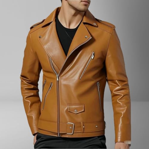 Chaqueta biker de cuero sintético PU para hombre miniatura 2
