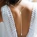 Pearl Backdrop Necklace for Backless Dress Back Necklace Bridal Backdrop Dainty Chain Body Jewelry (Silver)