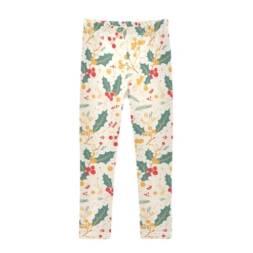 KLL Christmas Holly Leaves Toddler Baby Girl Leggings Stretchy High Waisted Pants Running