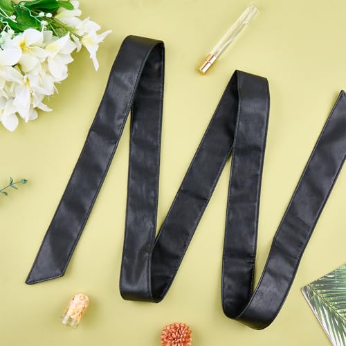 70.5 x 1.6 Inch PU Leather Obi Waist Belt for Women Black Soft Leather Bow Tie Sash Adjustable Retro Wide Knotted Cinch Wrap Belt Band Corset Waistband for Dresses Skirts Shirts Coats4