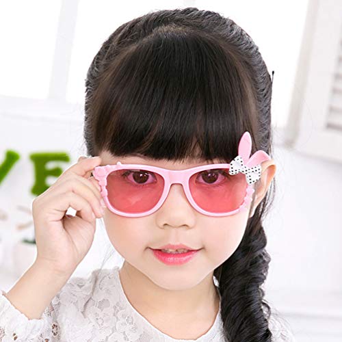 2pcs Easter Rabbit Ear Kids Sunglasses Bowknot Party Glasses Eyewear Accessories for Child(Rosy Frame and Pink Frame)2