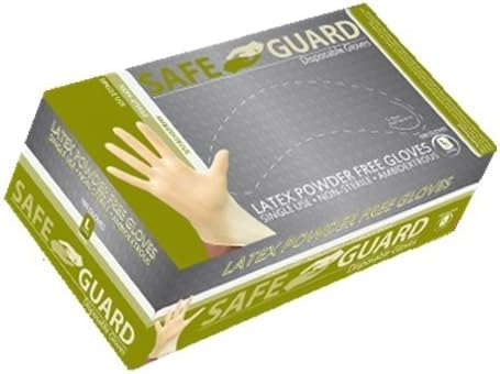 SAFEGUARD Latex Powder Free Gloves, Small, 1000 Count
