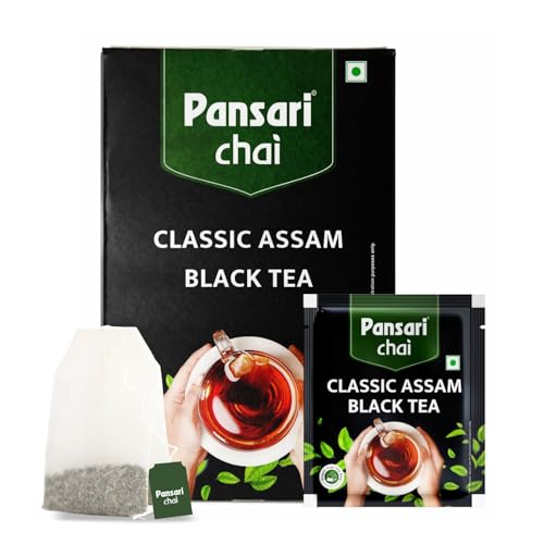 Image of Pansari Classic Assam Black Tea - 25 Premium Tea Bags | Low Caffeine | Rich in Antioxidants | Immunity Booster | Detox & Metabolism Support