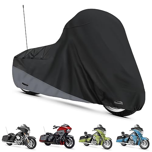 XYZCTEM Motorcycle Cover for Touring Models Harley Davidson Road King Road Glide Street Glide Electra Glide Low Rider-ST Indoor & Outdoor All Weather Protect from Dust Sunlight Rain Black