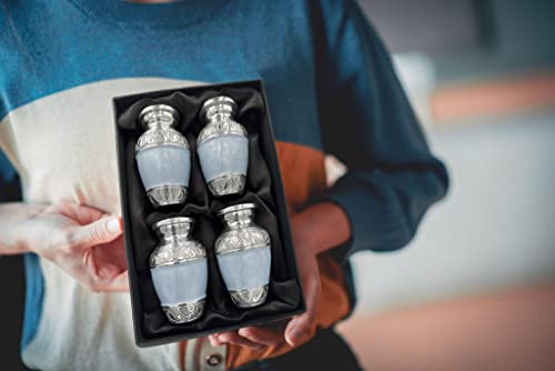 Image of Small Urns for Human Ashes Keepsake - Mini Urns for Ashes - Handcrafted Keepsake Urns - Sky Blue Small Urn for Ash - Set of 4 Memorial Ash Holders