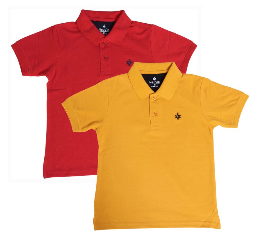 Image of Kids Polo T-Shirt for Boys - Cotton Matty Fabric, Comfortable Fit, Stylish Everyday Wear(Pack of 2)