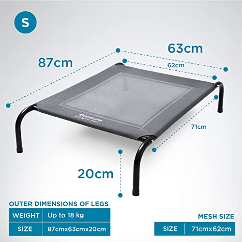 BEDSURE Hundeliege Outdoor kleine Hunde - Hundeliege grau in und Outdoor Garten, für draußen Camping erhöhtes Hundebett, Größe in S 87x63 cm, höhe in 20 cm