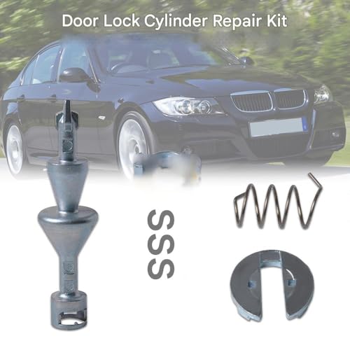 Image of Car Front Left Right Door Lock Barrel Repair Kit, Barrel Door Lock Cylinder Repair Kit Compatible with BMW 3 Series E90 Saloon E91 Estate 2004-2012 E92 Coupe 2006-2013 E93 Convertible