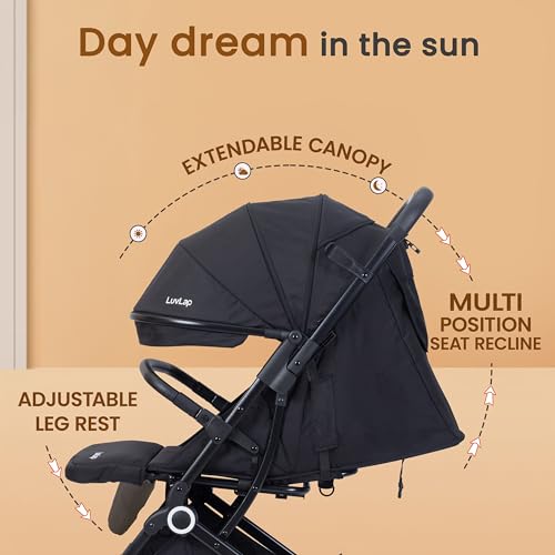 Image of LuvLap Elite Baby Stroller, Pram for 0 to 3 Years with 5 Point Safety Harness, Large Storage Basket, Easy Fold, Extendable Canopy with Looking Window, Multilevel Recline & Adjustable footrest