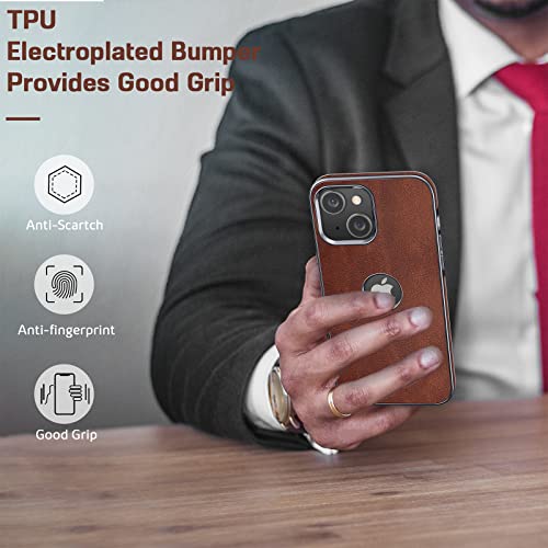 LOHASIC for iPhone 14 Plus Leather Case for Men, Luxury Slim, Brown - image 6