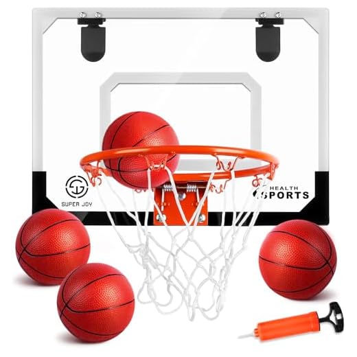 Super Joy Pro Indoor Mini Basketball Hoop Over The Door - Wall Mounted Basketball Hoop Set with Complete Accessories - Basketball Toys for Kids & Adults