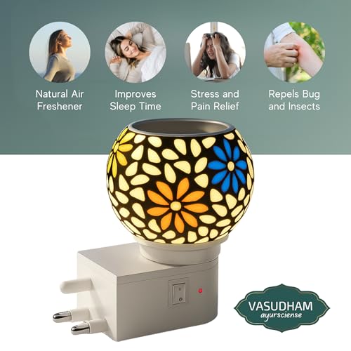 Image of Premium Electric Kapoor Daani Camphor Kapur Burner Multipurpose Diffuser for Aromatherapy and Home Fragrance (Ceramic Stone Night Lamp