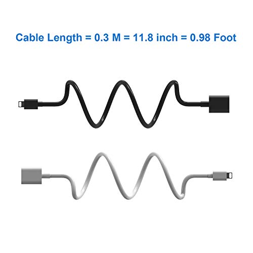 EMATETEK Cable Extension Cord Female to Male Transfer Video Audio Music Data and Power Charge. 2PCS 1Foot Female to Male Extender Cable Connector Cord Made of White or Balck PVC. - Thumbnail 6