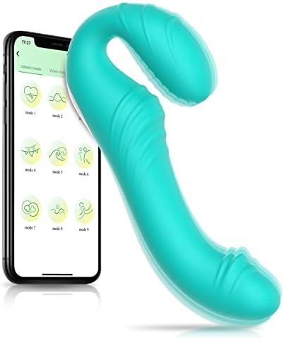 Strapless Strap-on Dildo Vibrators, Adult Sex Toys for Women,Lesbian with 9 Vibrating Modes, App Control Double Ended Vibrator, Rechargeable Clitoral Stimulator Toys for Men Couples