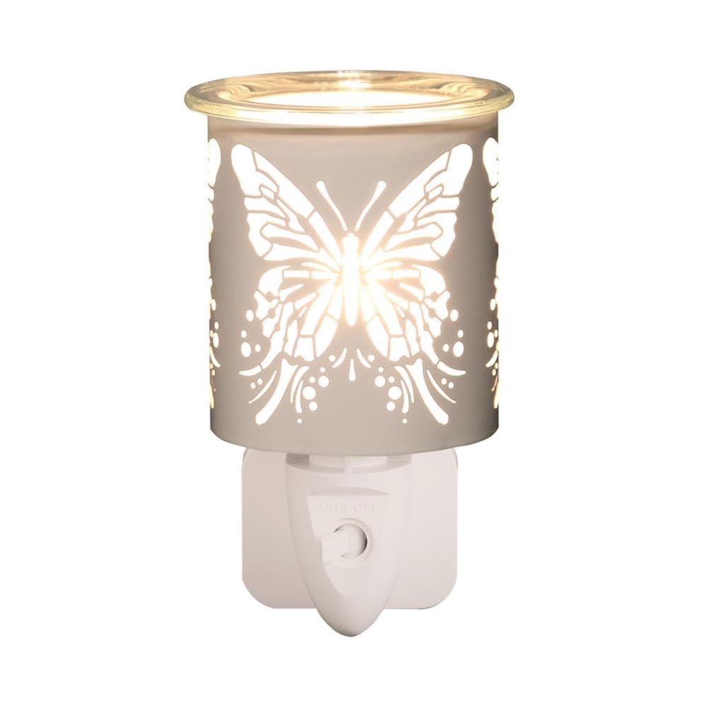 Aroma White & Gold Butterfly Plug In Wax Melt Warmer