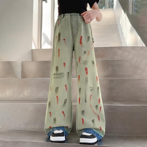 Cute Baggy Ripped Jeans for Girls Y2K Wide Leg Loose Denim Pants Elastic Straight Leg Jeans Casual Preppy Clothes2