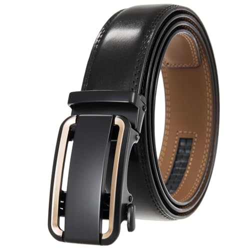 Ceinture en cuir pour hommes avec boucle automatique à cliquet pour costume formel