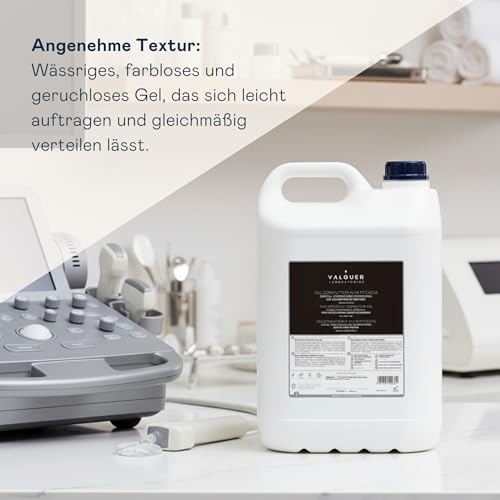 VALQUER Ultraschall-Leitgel für Gesicht und Körper | Professionelle Einsatz in Radiofrequenz-, Laser-Haarentfernung, Mikrostrom-, IPL- und Kavitation | Wasserbasiert, farb- und geruchlos | 5000 ml
