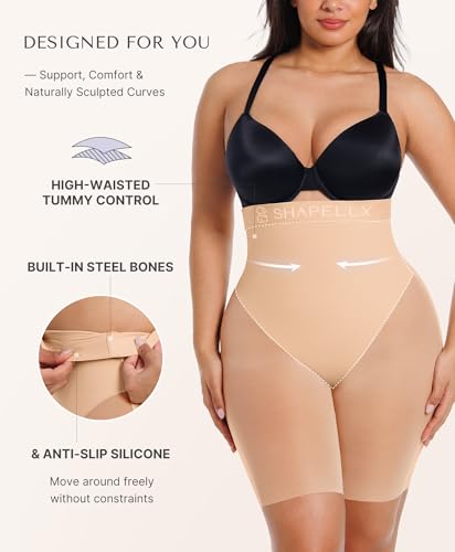 Image of SHAPELLX Butt Lifting Shapewear for Women Tummy Control Padded Shorts High Waisted Faja Body Shaper with Butt Pads