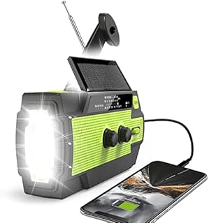 Emergency Crank Weather Radio, 4000mAh Solar Hand Crank Portable AM/FM/NOAA Weather Radio with 1W 3 Mode Flashlight & Motion Sensor Reading Lamp, Cell Phone Charger, SOS for Home and Emergency