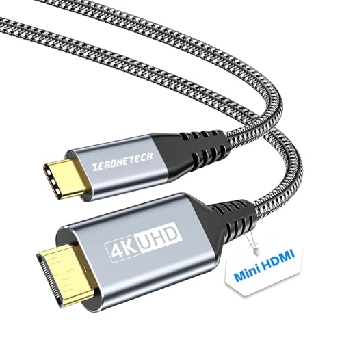 ZeroneTeck Cable USB C a Mini HDMI 2.0 1M, transmisión de vídeo 4...