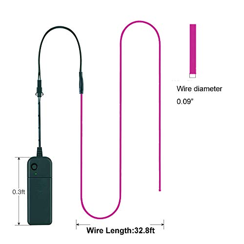 Image of MaxLax EL Wire Purple, 32.8ft /10m Portable Battery Pack Neon Light Strip 360 Cuttable Glowing Rope Lights for Parties, Halloween, DIY Decoration